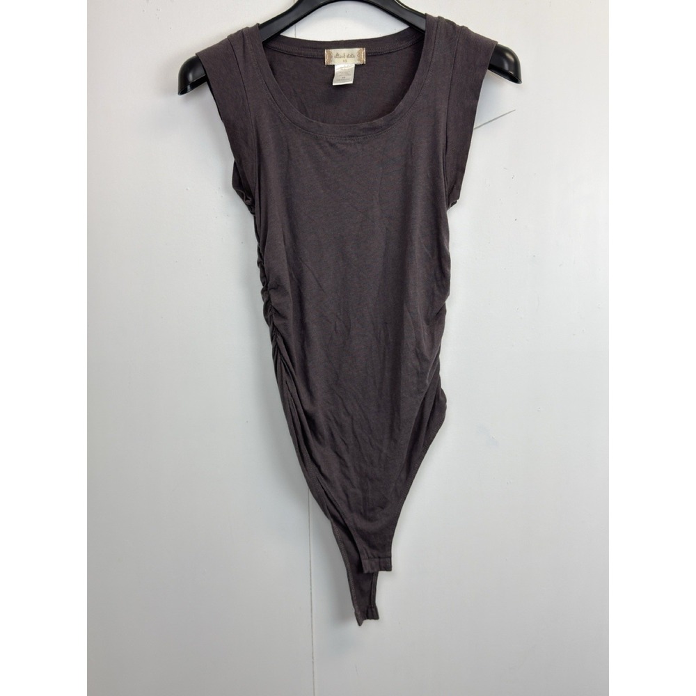 Altar'd State Knit Bodysuit Women's‎ Size XS Brown Sleeveless Ruched Sides